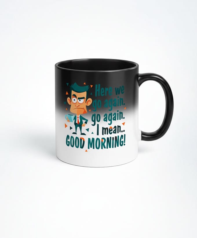 Here We Go Again" Magische Koffiemok - Zwarte Magic Mug