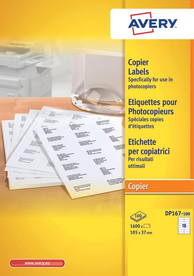 Etiket avery dp167-100 105x37mm wit 1600st | 5 stuks