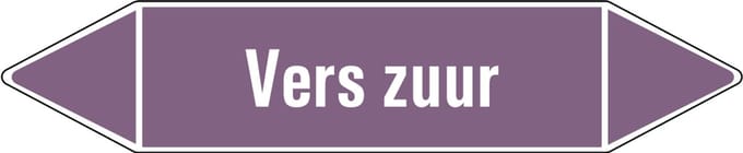 Vers zuur leidingmarkering op vel - basen 75 x 17 mm - 8 per vel