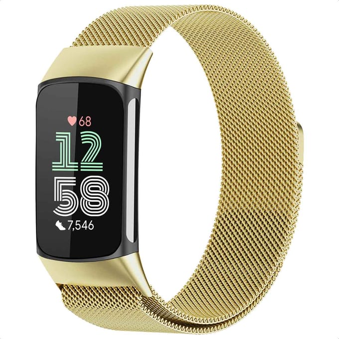 imoshion Milanees magnetisch bandje voor de Fitbit Charge 5 - Maat M - Goud
