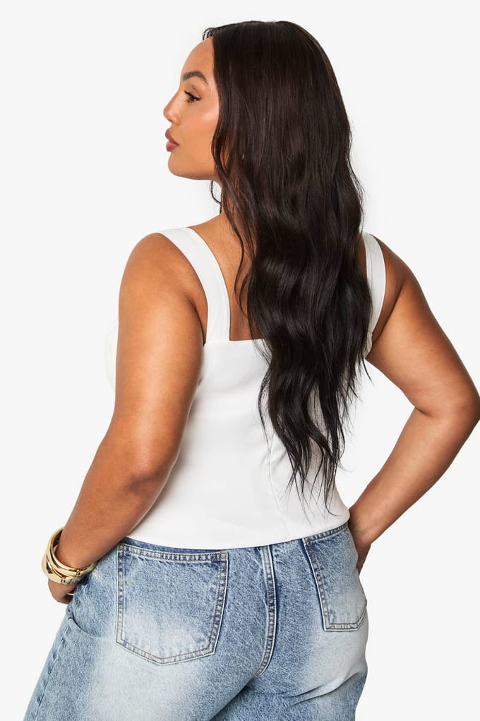 boohoo Dames plus geplooide melkmeidentop | White | Maat: 22