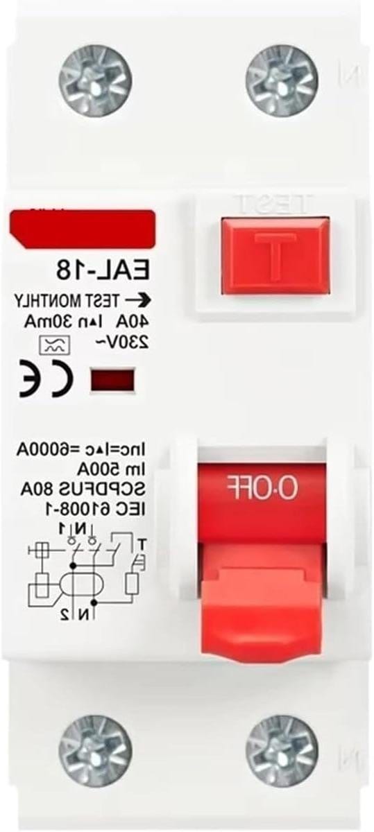 Aardlekschakelaar - Differentiaalbeveiliging - Elektrische veiligheid - Elektromagnetisch - 2P 32A - Grijs