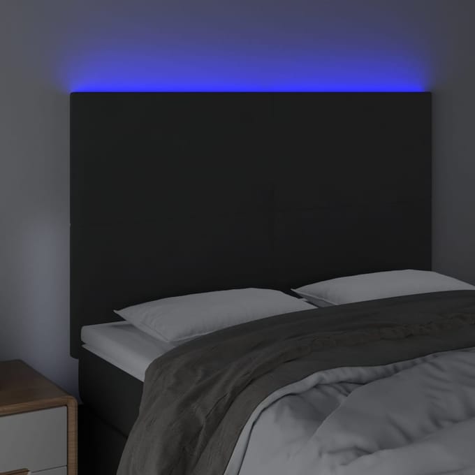 vidaXL - Hoofdbord - LED - 144x5x118/128 - cm - fluweel - zwart