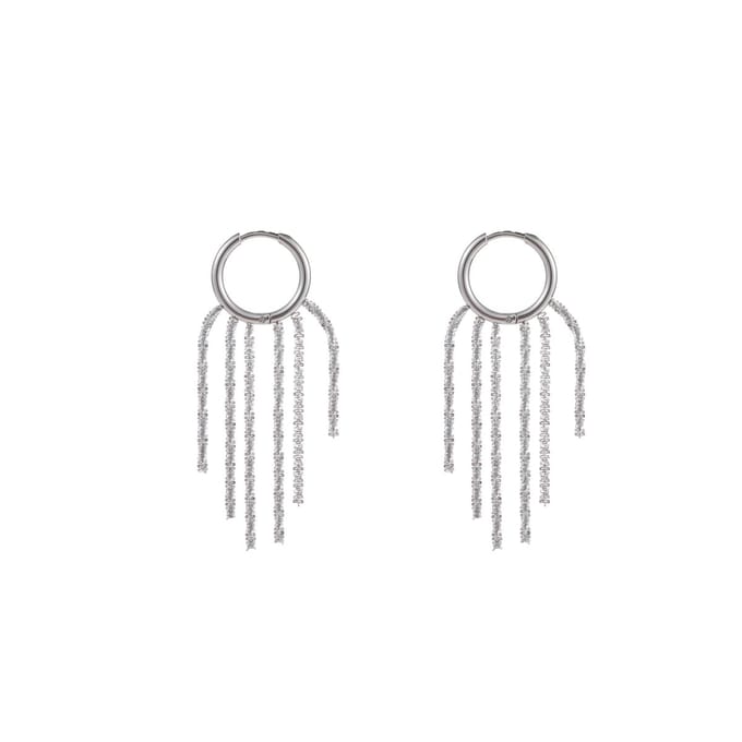 Go Dutch Label Oorhangers fringe ring Zilver