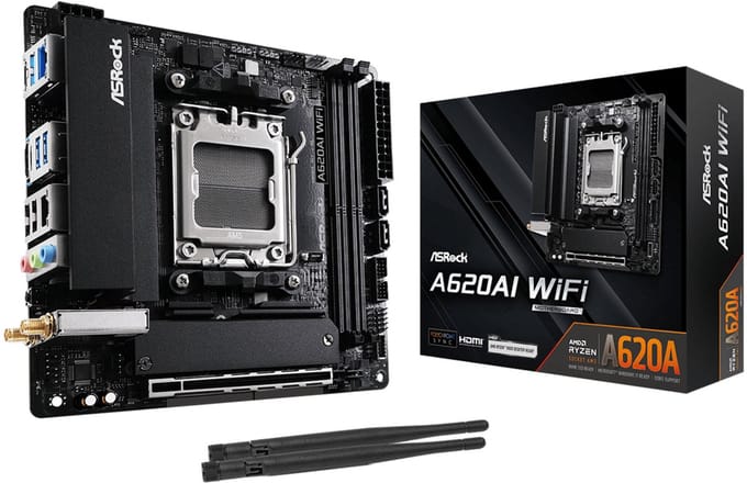 ASRock A620AI WiFi Moederbord - AMD A620A - AMD AM5 - DDR5 RAM - Mini-ITX