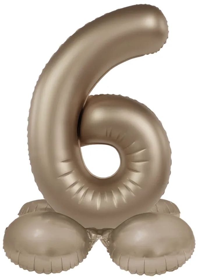 Staande Folieballon Cijfer 6 - Starlight Gold - Satin Gloss - 72 cm