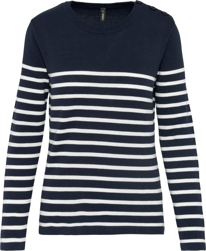 Kariban Gestreepte damestrui K990 - Striped Navy / Off White - L