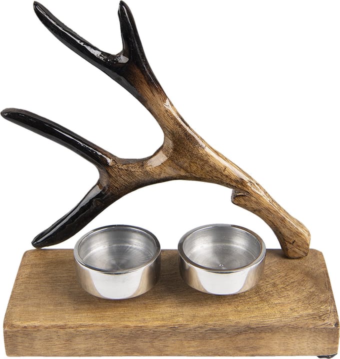 Clayre & Eef Theelichthouder 17 cm Bruin Hout Gewei