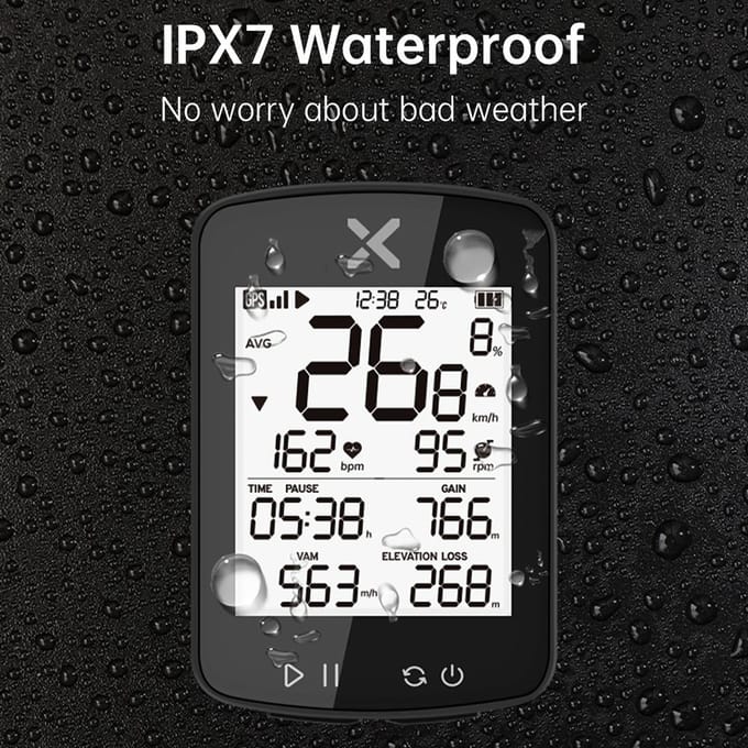 Fietscomputer Draadloos GPS Fietsen Snelheidsmeter Racefiets MTB ANT Waterdicht Smart G plus black