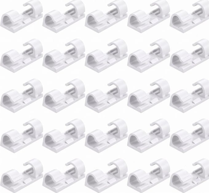 Kabelclips - 20 Stuks - Kabelhouder - Wit - Zelfklevend - Kabelbinder - Kabel organiser - OXILO