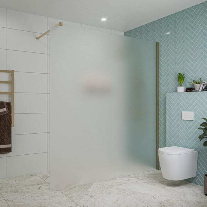 FugaFlow Eccelente Vetro inloopdouche badkamer - 180x200cm - mat glas - wandarm - geborsteld messing