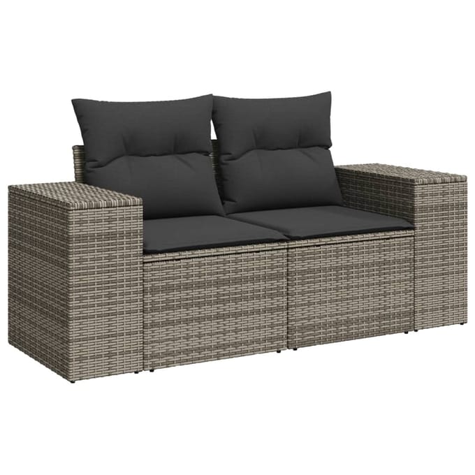 vidaXL - 8-delige - Loungeset - met - kussens - poly - rattan - grijs