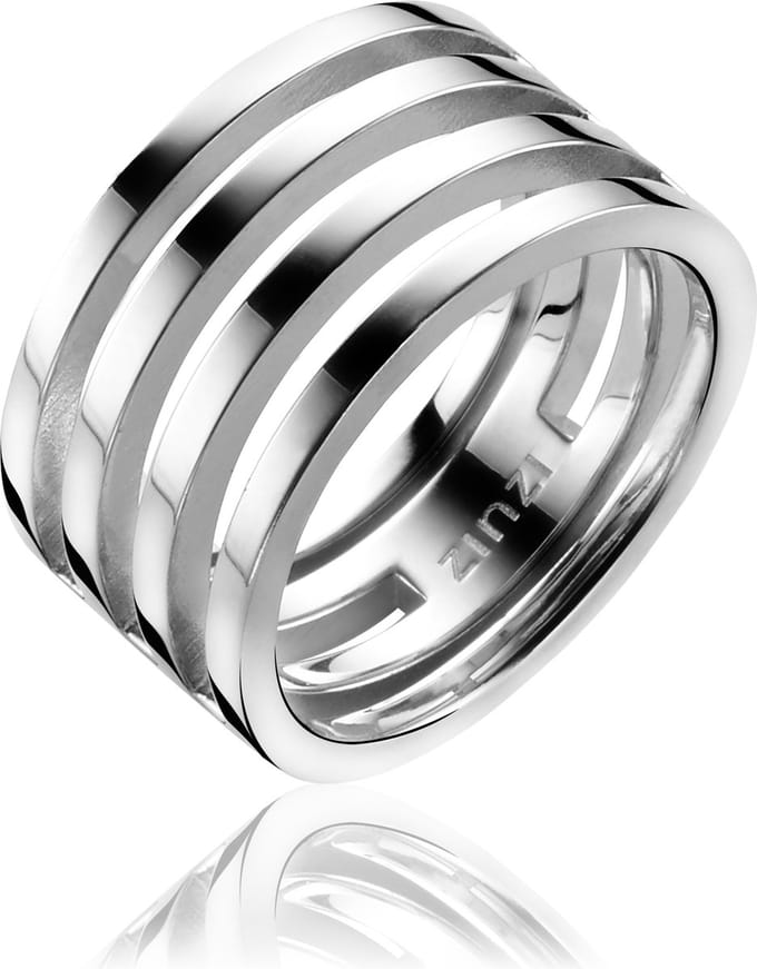 Mart Visser by ZINZI zilveren ring glad wit MVR10