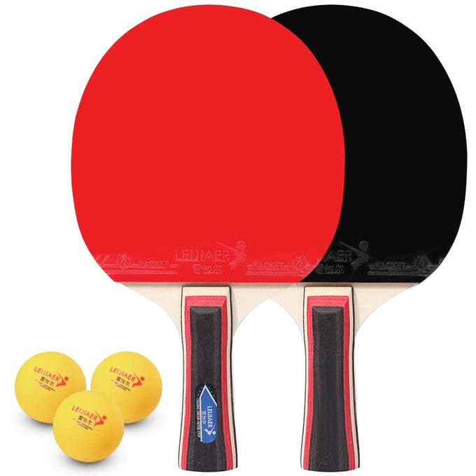 Set met 2 pingpongtafels, 2 pingpongrackets met 3 pingpongtafels Long Handle red