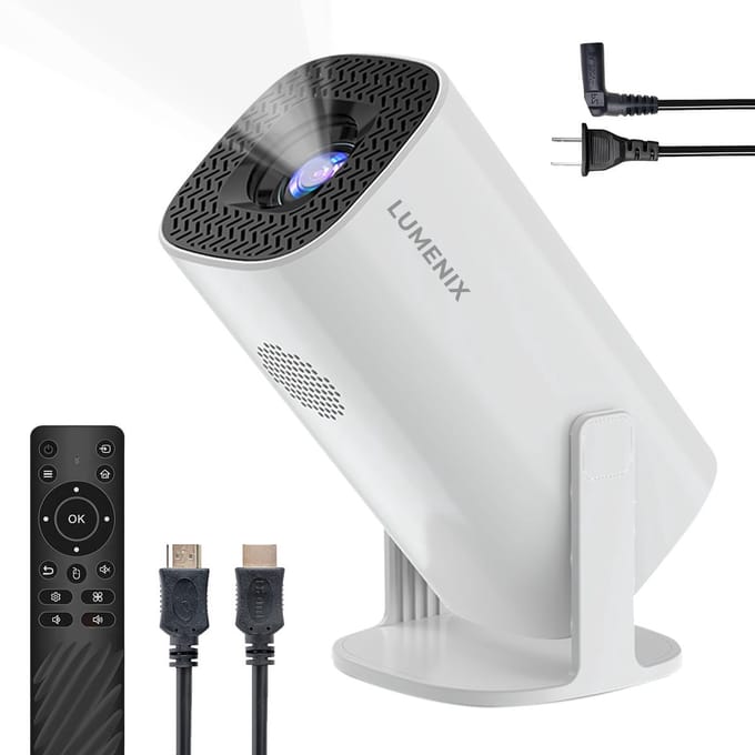 Lumenix® S2 Mini Beamer 2025 - Alles-in-één Smart TV Projector - 4K support & Voor iOS & Android - Wit