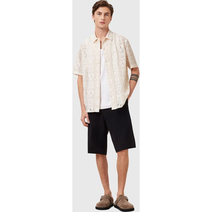 AllSaints Netley Ss Shirt Jetstream White Größe: XL | Casual hemden Outlet | Herren | Weiß