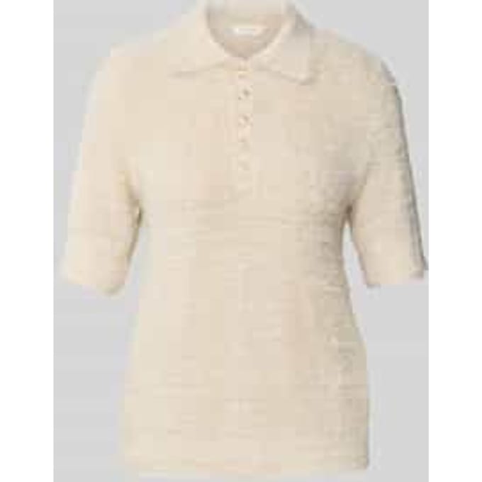 Gebreide pullover met 1/2-mouwen en knoopsluiting