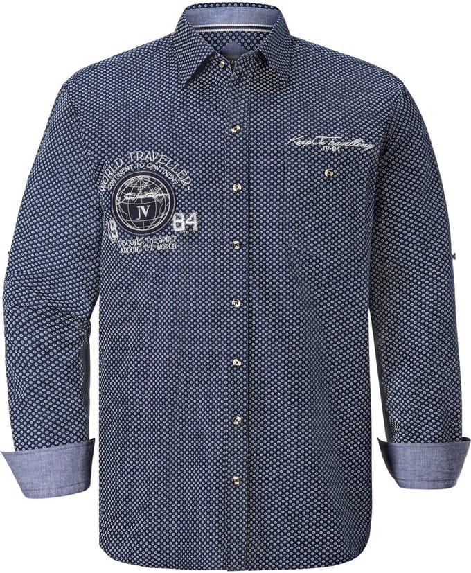 Jan Vanderstorm herren Overhemd - 55/56 - donkerblauw - Plus Size