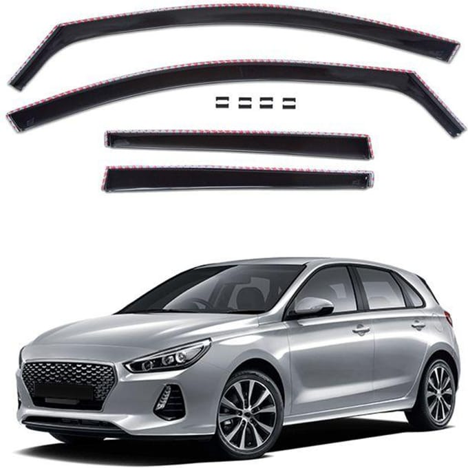 Déflecteurs d'air - Hyundai i30 (depuis 2017) Hatchback - 4 pièces - Acrylique anti-UV - Montage facile