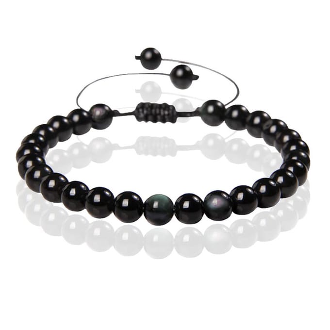Memphis No.2 Natuursteen Armband Dames - 6mm Color Obsidian