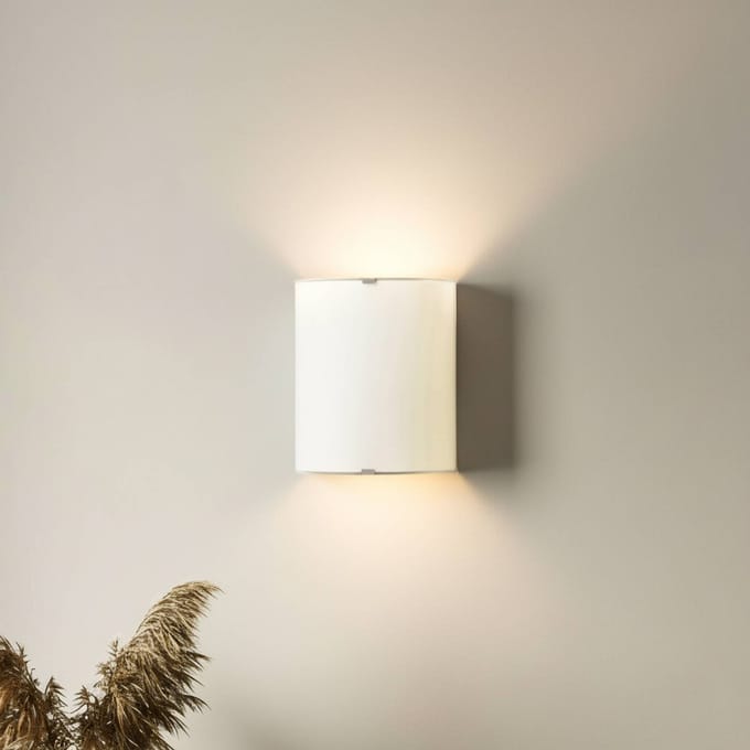 Lindby - wandlamp - 1licht - Glas, metaal - H: 21 cm - E27 - wit, chroom
