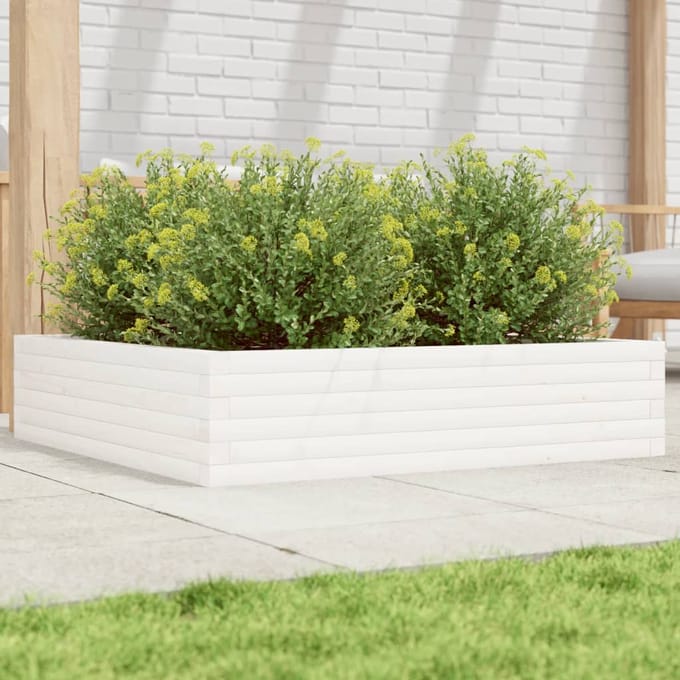vidaXL - Plantenbak - 100x100x23 - cm - massief - grenenhout - wit