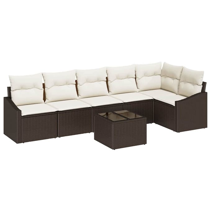 vidaXL Bankstel 7 st Bruin poly rattan