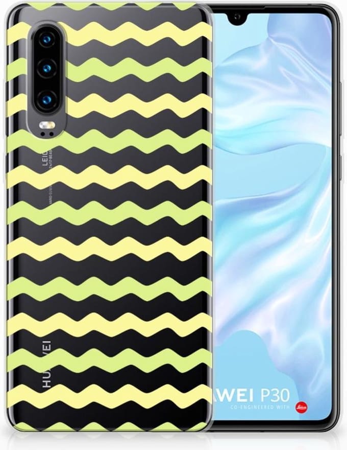 Back Cover voor Huawei P30 TPU bumper Waves Yellow