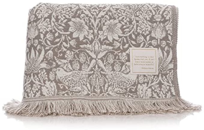 Jacquard Deken in Warm Grijs met Aardbeiendief Patroon
