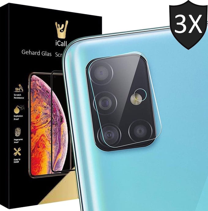 Camera Screenprotector geschikt voor Samsung A51 - 3x Glas Screen Protector