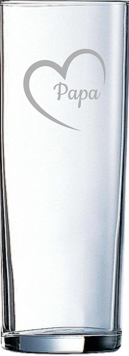Gegraveerde longdrinkglas 31cl Papa met hartje