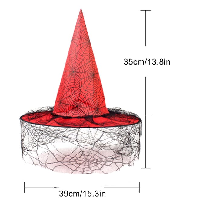 Halloween Hoed Feest Dans Heks Net Decoratieve Requisieten Puntige Hoek Tovenaar Heks Hoed red