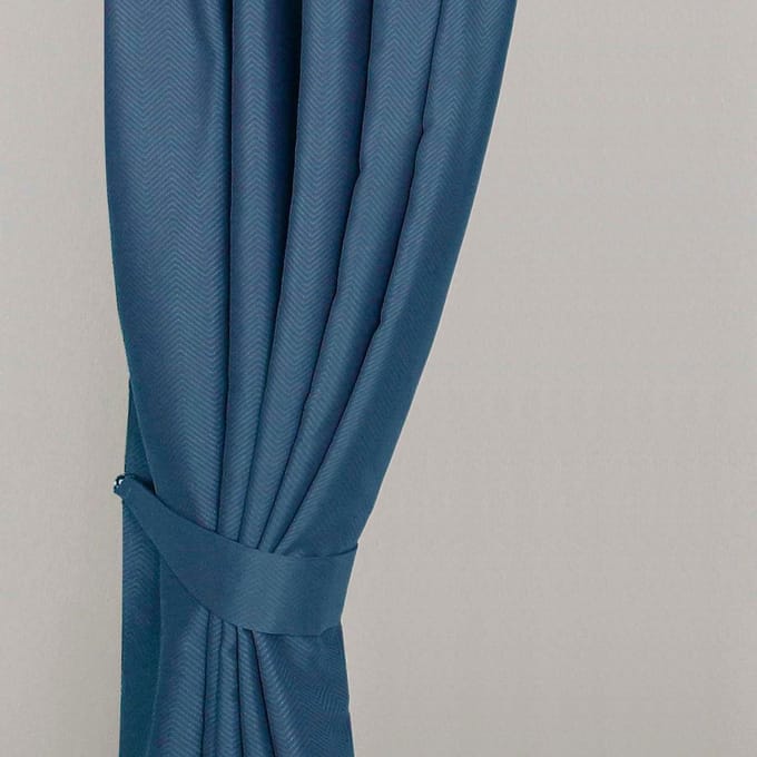 Homescapes Verduisteringsgordijn Tiebacks Chevron Blauw, set van 2