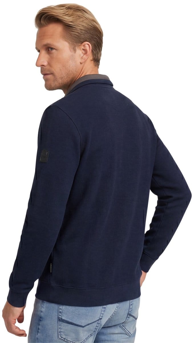 CASA MODA comfort fit sweat schipperstrui - donkerblauw - wit
