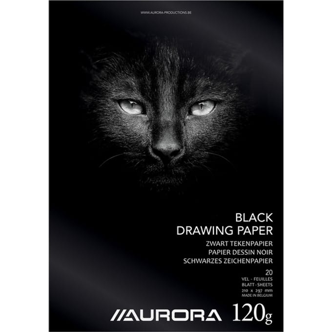 Aurora Tekenblok - Zwart Tekenpapier - A4 - 210x297mm - 120gr - 20 vel