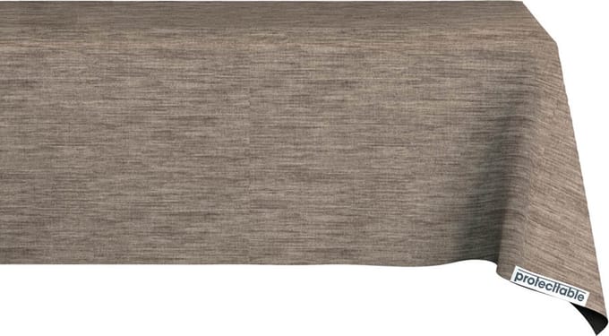 Protecttable - Tafelzeil Linnenlook Caramel Brown 140x250cm - Tafelkleed Afwasbaar - Kunststof