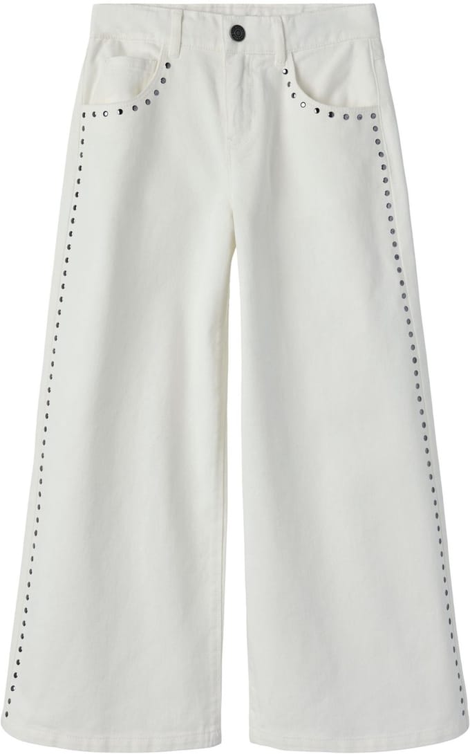 Name It - Broek - NKFBella - Wide Leg - Studs - Bright White - Maat 128
