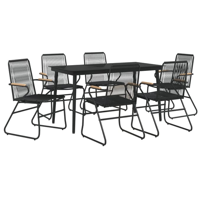 vidaXL - 7-delige - Tuinset - PVC-rattan - zwart