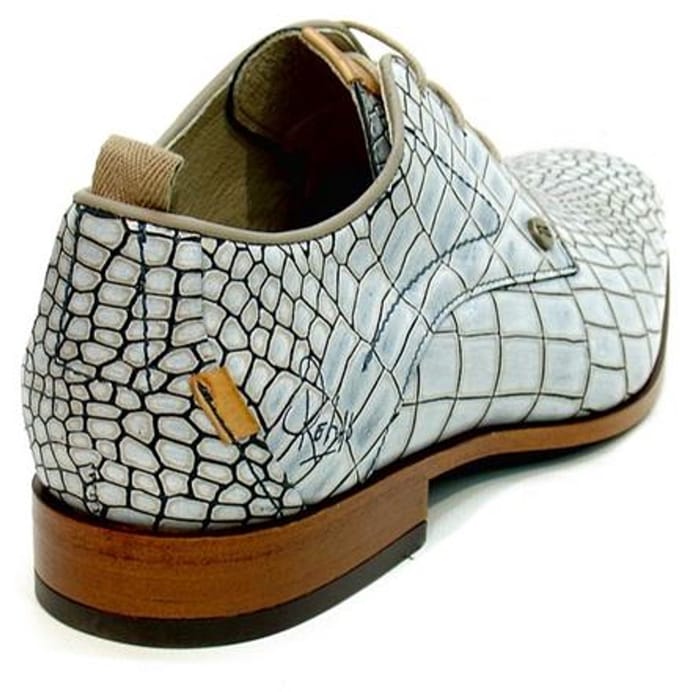 Rehab - Heren nette veterschoen - Trouwschoenen - Greg Croco - Wit combi - maat 41