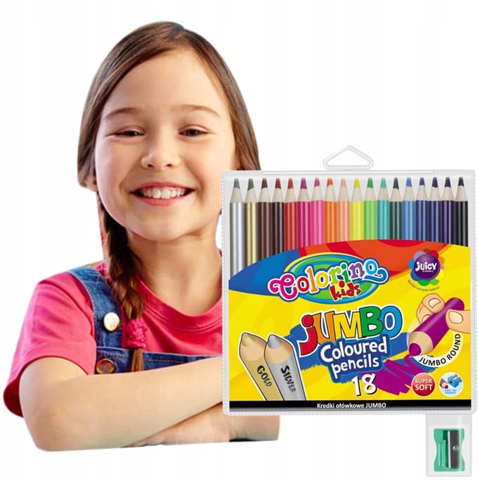 Colorino Kleurpotloden Jumbo 18 stuks + Puntenslijper