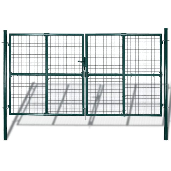 vidaXL - Dubbele - poort - met - deur - 300x150 - cm - gepoedercoat - staal