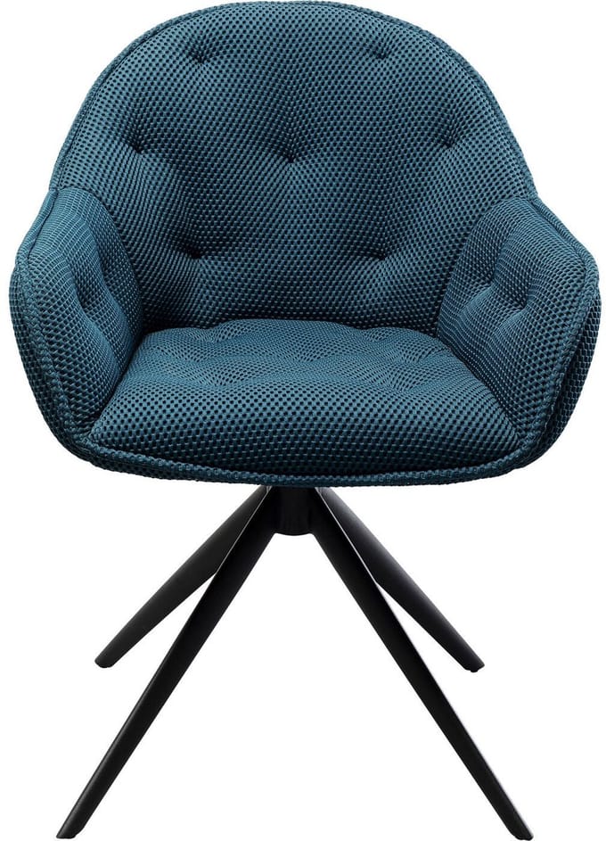 Draaistoel met armleuningen Carlito Mesh blauw Kare Design