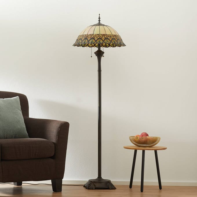 Lumilamp Tiffany Vloerlamp Ø 50x165 cm Beige Bruin Metaal
