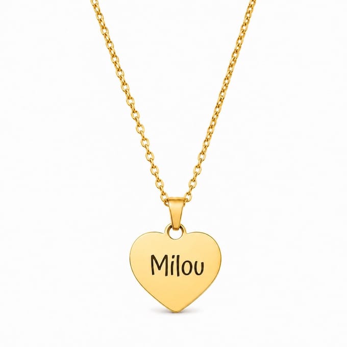 Graveerbare Naam Ketting Hart Goud