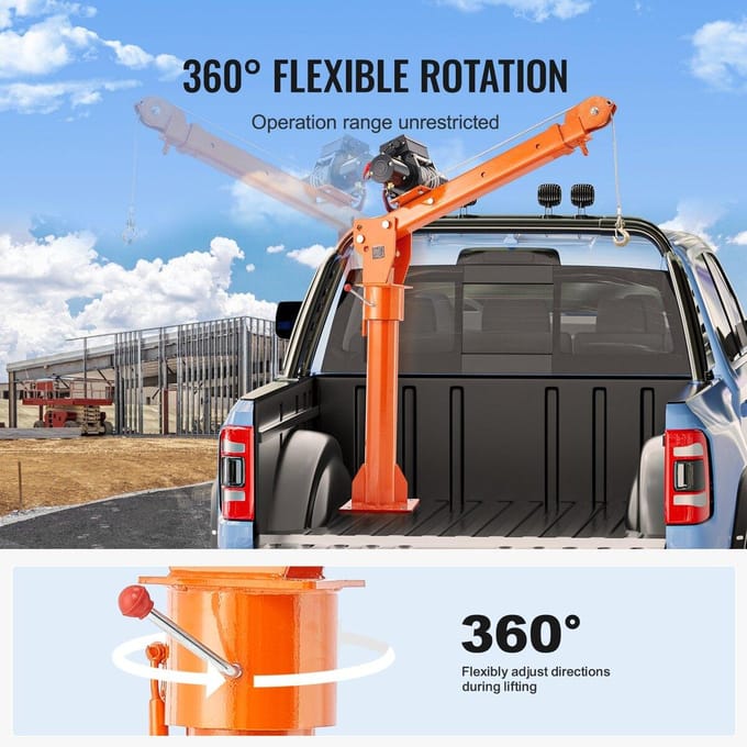 Elektrische Pick-up Truck Kraan Hijskraan 2200 lbs 360° Draaibare Hijslift