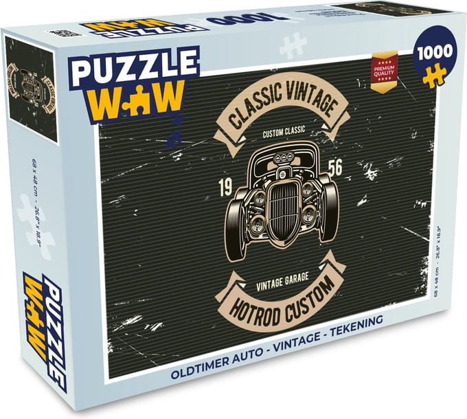 Puzzel Oldtimer auto - Vintage - Tekening - Legpuzzel - Puzzel 1000 stukjes volwassenen