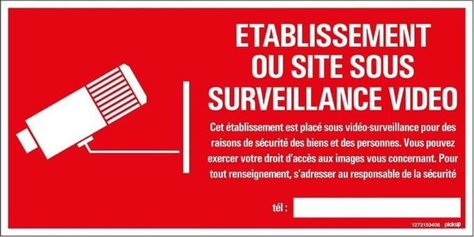 Pickup bord panneau 30x15 cm - Site sous surveillance video