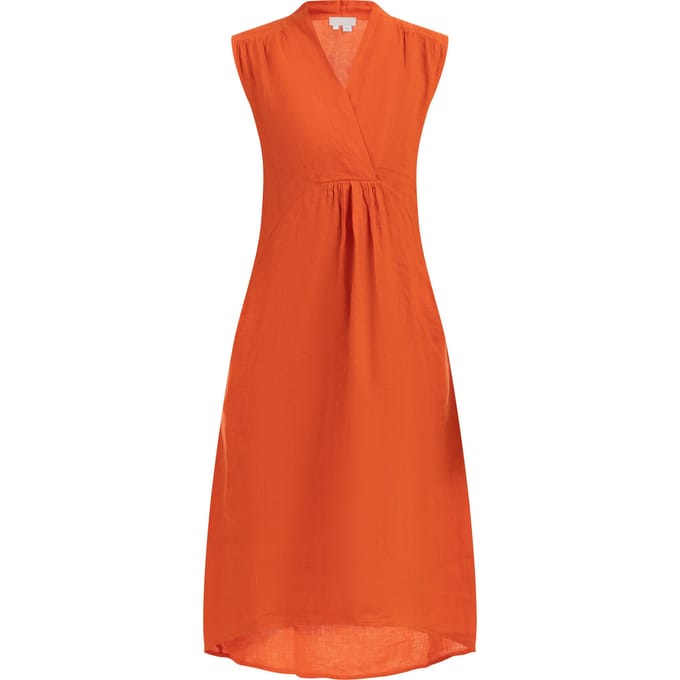 RISA Linnen midi-jurk Dames oranje