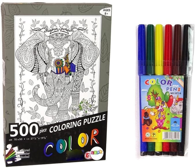Puzzle 500 do kolorowania Słoń - Puzzel 500 om in te kleuren Olifant