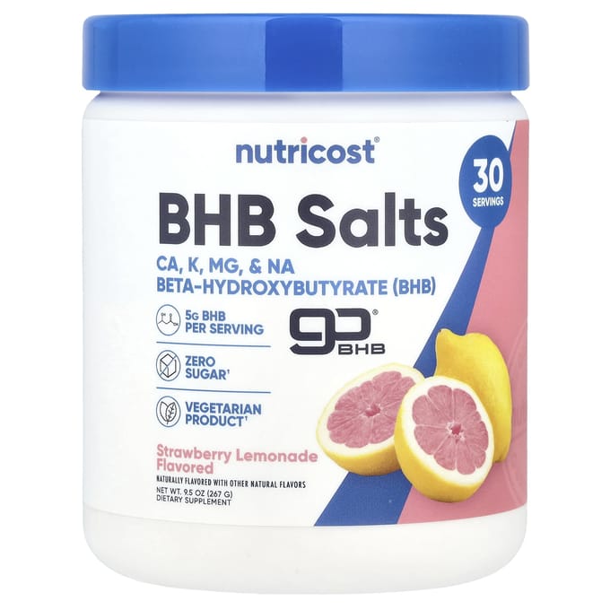 Nutricost, BHB Zout, goBHB®, Aardbei Citroenade, 269 g (267 g)
